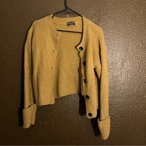 Brown Knit Button Down Long Sleeve Sweater, Size Medium